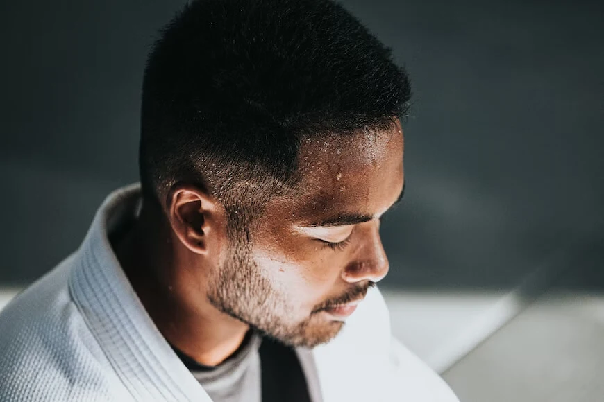 A young man sweating after a workout