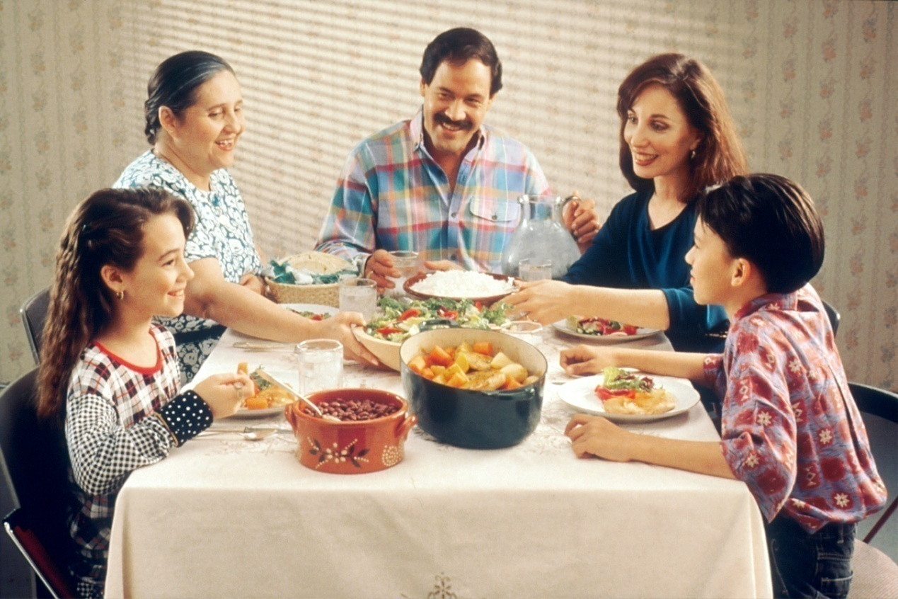 A family having lunch together