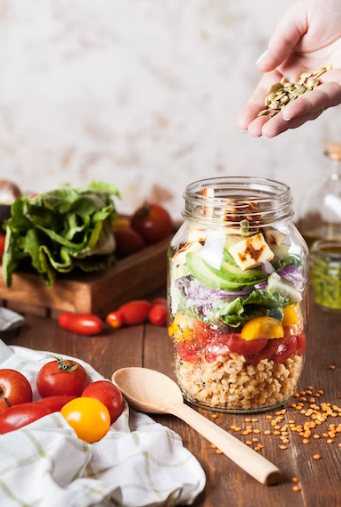 Healthy foods in a jar