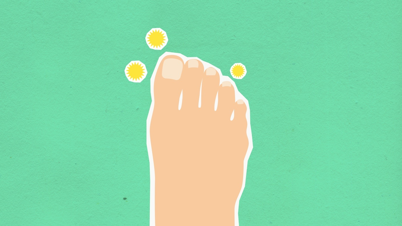 An illustration of the foot and thumb