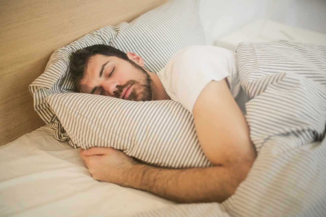 A man sleeping peacefully.