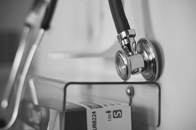 A close-up image of a stethoscope, a medical instrument