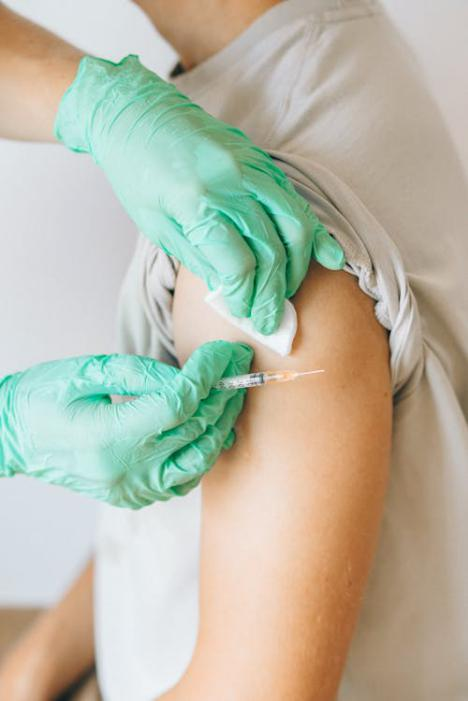 Person receiving a vaccine