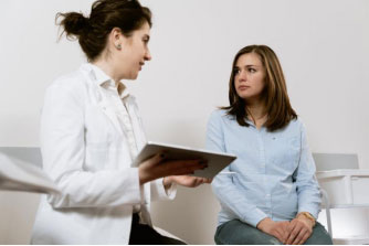A patient and doctor having a conversation