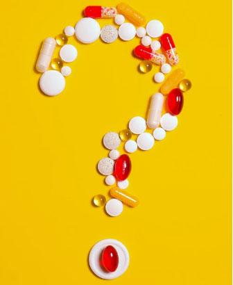 Medicines placed as a question mark