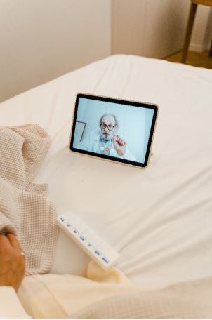 a virtual healthcare appointment at home