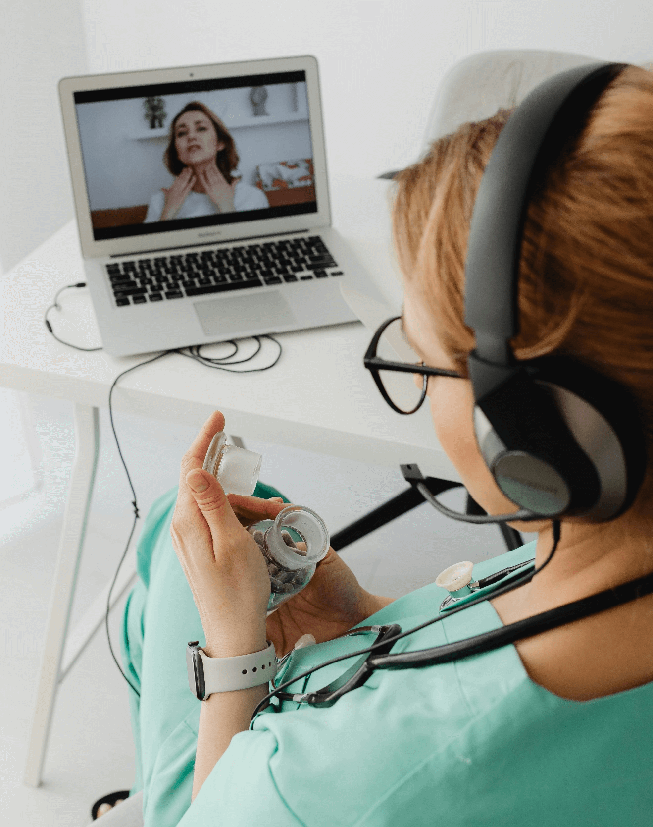 a doctor on video call with a patient