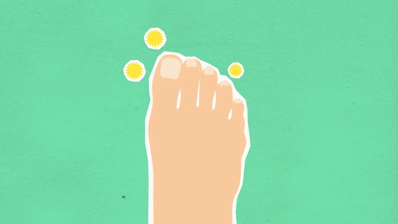 An illustration of the foot and thumb