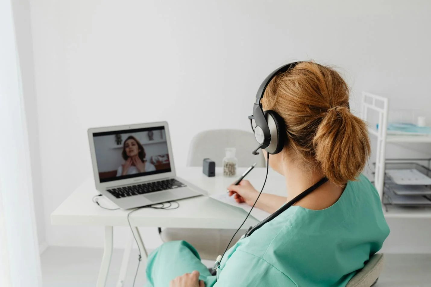 An Online Doctor Conducting a Virtual Consultation