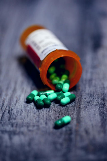 Green colored pills
