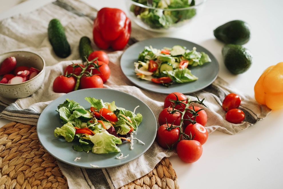 Salad on a plate with tomatoes 