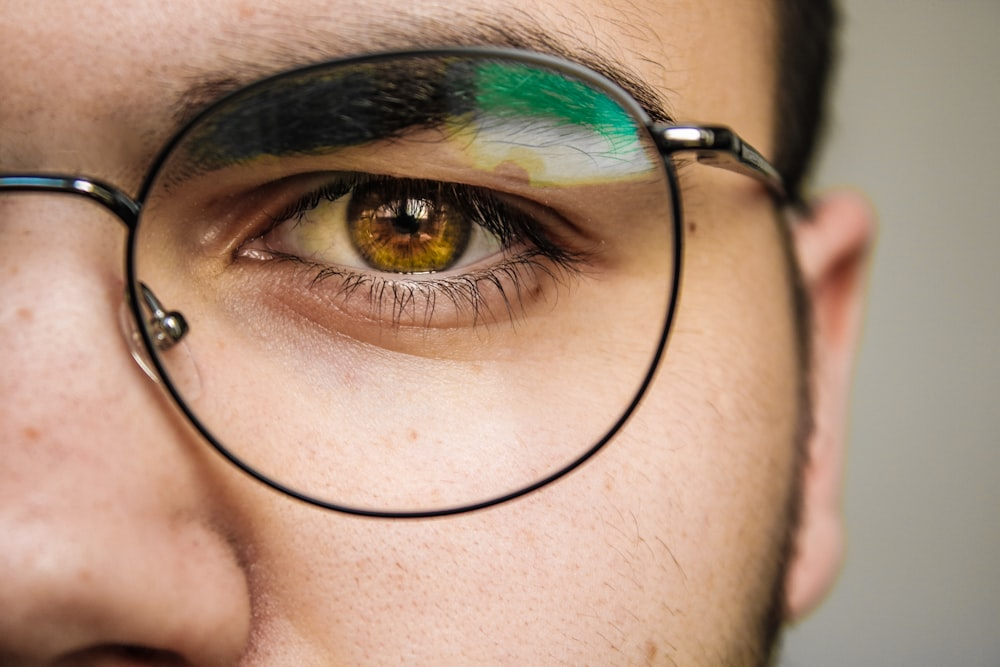 A closeup of a man wearing glasses