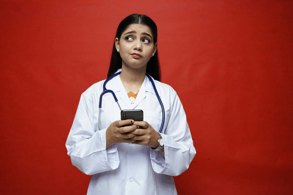A doctor addressing a patient’s concern online.