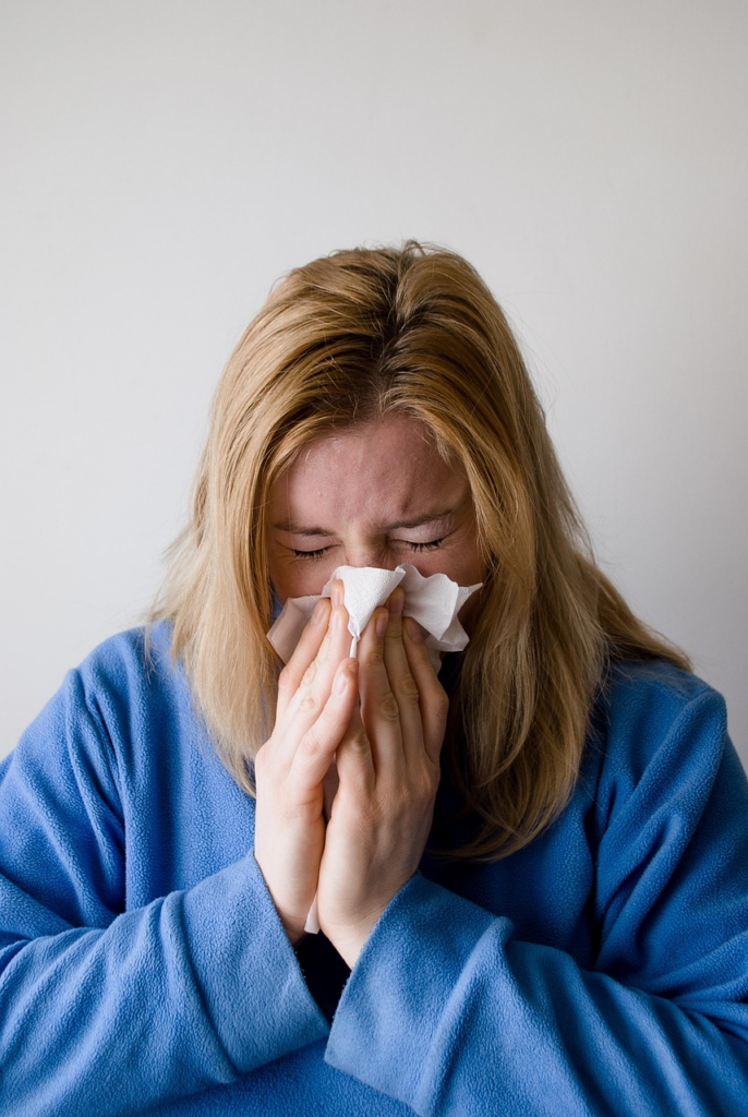 A person sneezing