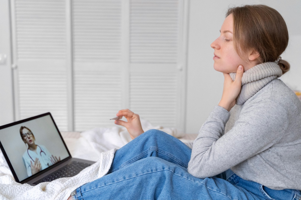 Patient talking to doctor on an online appointment