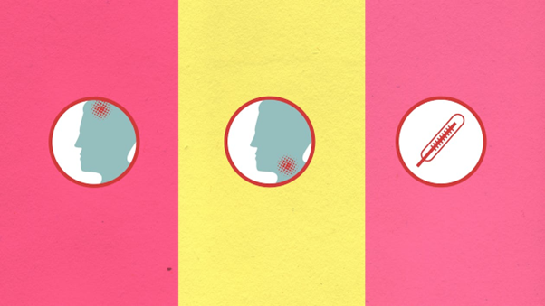Paper cutouts showing symptoms related to respiratory illness