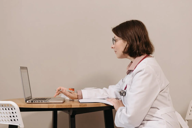 a telemedicine doctor during an online session