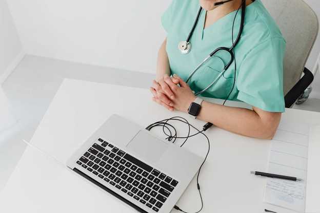 a doctor's set-up for an online session